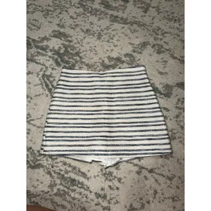 Zara Striped Cotton Blend Skort White Navy High Waist Shorts Skirt S thumbnail 2