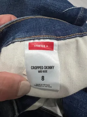 Express Blue Distressed Mid-Rise Cropped Skinny Jeans thumbnail 2