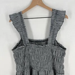 Old Navy Poplin Maxi Dress Womens 2XL Navy White Check‎ Stretch Square Neck thumbnail 9