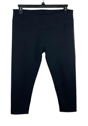 Fablectics Cropped Inspirational Wording Black Leggings XL thumbnail 1