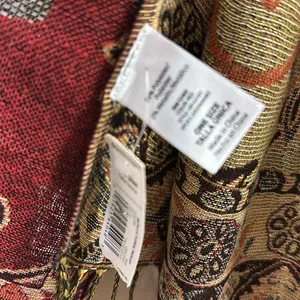 Source Unknown Burgundy Metallic Gold Paisley Print Wrap Scarf Pashmina Sarong Tapestry Fringed thumbnail 5