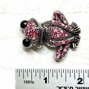 Pink Rhinestone Frog Brooch Pink thumbnail 9