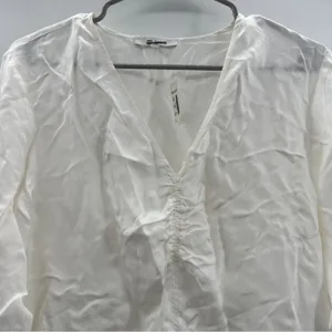 Madewell Brushed Ruched-Front Long Sleeve V Neck Top in Lighthouse Sz 0‎ NEW thumbnail 4