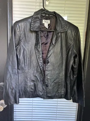 Vintage Style & Co Collection Petite Black Leather Whip stitching Jacket S thumbnail 8