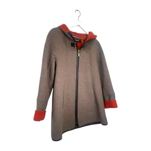 Ellen Tracy Wool Blend Hooded Car Coat Gray Orange Lining Size 4 thumbnail 4