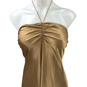 NEW Reformation Valora Gold Silk Satin Halter Tie Midi Maxi Cami Slip Dress 10 thumbnail 5