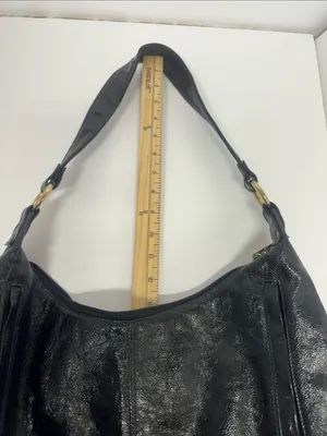 Pinky Black Leather Hobo Bag with Gold Hardware thumbnail 6