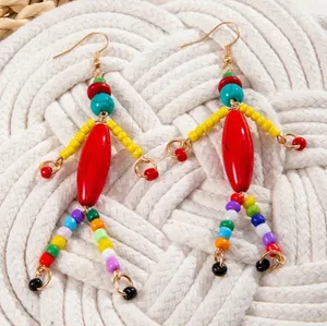 Resin Beaded Dangle Earrings Ethnic Bohemian‎ Style Perfect for Parties & Casual thumbnail 8