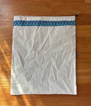 Tory Burch Cream Cotton Canvas Drawstring Dust Bag Blue Logo Trim Gold 15x12 thumbnail 1