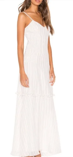 Tularosa Zana Dress in Ivory‎ smocked side maxi dress multicolor stripe thumbnail 1