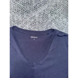Quince Women's V-neck Short Sleeve Tee Navy Blue Size Medium thumbnail 2