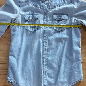 Topshop MOTO Soft Washed 100%Cotton Light Blue Denim Shirt thumbnail 10