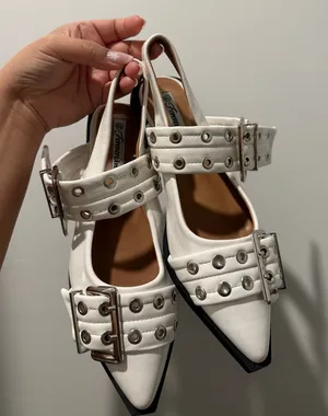 White Buckle Shoes Size 6.5 thumbnail 1