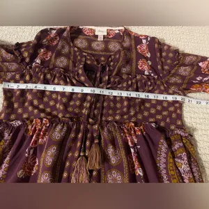 Knox Rose Burgundy and Gold Boho Blouse thumbnail 4