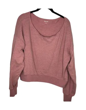 Hollister Scoop Neck Off Shoulder Cropped Sweatshirt Size Medium Pink Mauve Soft thumbnail 1