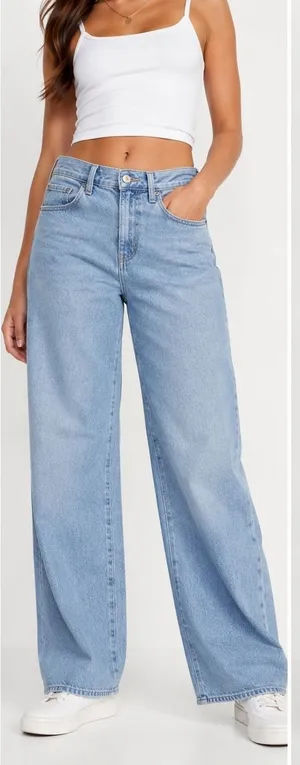 Old Navy Wow Loose Women’s Light Wash High Rise Wide Leg Jeans thumbnail 1