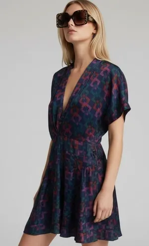 Anthropologie Trovato 100% silk Jewel Tone mini Party dress Spring Summer flirty thumbnail 1