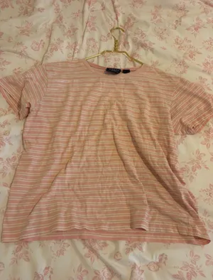 CRAZY HORSE Light pink stripe t shirt thumbnail 5