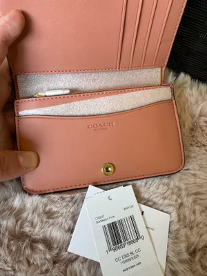 COACH CR542 Essential Slim Card Case Signature Canvas Melon Pink Wallet NWT thumbnail 3