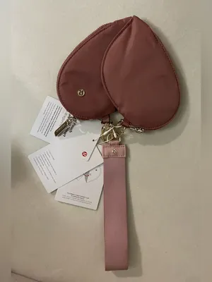 Lululemon Dual Pouch Wristlet Bag Heart Shaped Spice Chai Pink Haze Gold NWT thumbnail 5