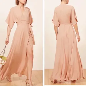 Reformation Winslow Wrap Maxi Dress in Blush Pink Women's Size Large READ FLAW thumbnail 2