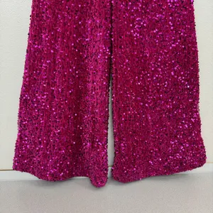 Faeriesty Pants Womens Small Pink Sequin High Waisted Flare Leg Party Trousers thumbnail 3