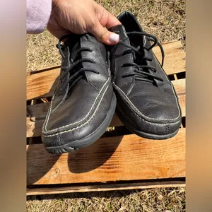 Hush Puppies Malibu Black Leather Sneaker‎ Walking Shoe 10N thumbnail 4
