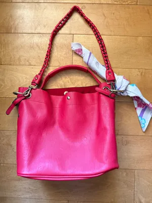 Red hobo shoulder bag featuring a braided strap thumbnail 2