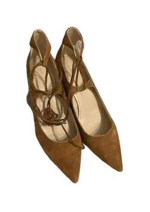 MARC FISHER BROWN SUEDE POINTED WEDGE SHOES WITH LACE UP 9 ws21 thumbnail 1