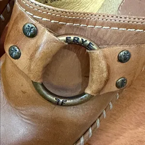 Frye Women’s Charlotte Ring Brown Distressed Heeled Clogs Mule Shoes Size‎ 5.5 thumbnail 11