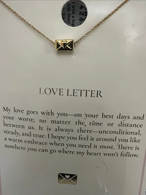 Gold Love Letter Envelope Necklace - Women Jewelry NWT by Tiny Tags thumbnail 1