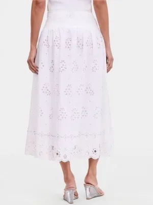 INC International Concept Crystal Embellished Eyelet Midi Skirt Size Large thumbnail 3
