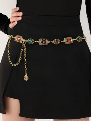 👑👑👑BOGOHO👑👑👑Gold or Silver Multi-Stone Chain Waist Belt - Women Accessories thumbnail 1