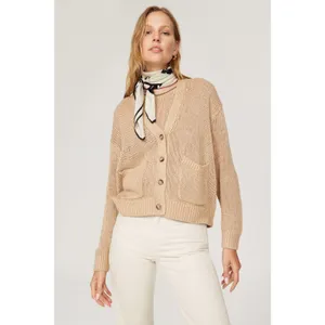 POLO RALPH LAUREN Brown Linen Knit Button Front Cardigan Sweater Size Large thumbnail 2