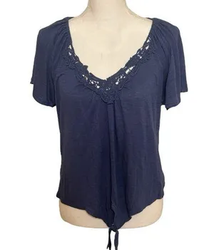 Aeropostale Blue Y2K Summer Top Off the Shoulder Front Knot NWOT thumbnail 1