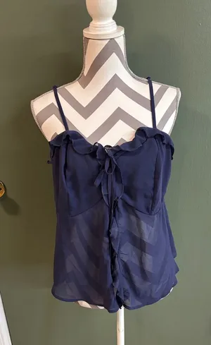 torrid Navy Ruffle Tie-Front Spaghetti Strap Cami thumbnail 1