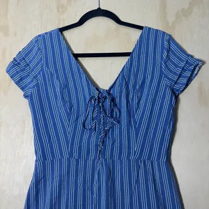 Hollister California Blue White Stripe Stretch Dress Size‎ Large thumbnail 2