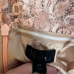 NBD Revolve Secrets Revealed Lace Asymmetrical Romper in Dusty Rose Sz XS thumbnail 7