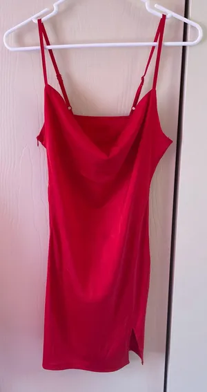 Red Satin Bodycon Dress Size XS thumbnail 1