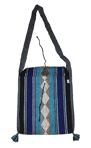 Vintage Lillo Woven Crossbody/Shoulder‎ Tote w/Tassels Blue thumbnail 1