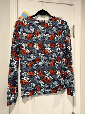 NWT Hang Ten Size S UPF 50+ Tropical Floral Long Sleeve Rash Guard Swim Shirt thumbnail 4