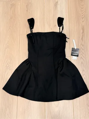 Innovare Denim Black Corset Lace Up Fit & Flare Mini Dress thumbnail 3