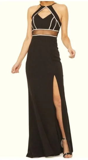 Social Code Black Formal Long Dress Size 9 Prom Wedding Event Black Rhinestones‎ thumbnail 1