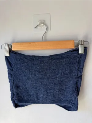 Blanco by Nature Strapless Bandeau Crop Top Blue thumbnail 4