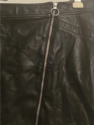 Express Black Faux Leather Asymmetrical Zip Mini Skirt thumbnail 3