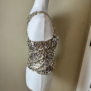 NWOT ABERCROMBIE & FITCH Gold Sequin Racer Back Tank Top - size XS thumbnail 6