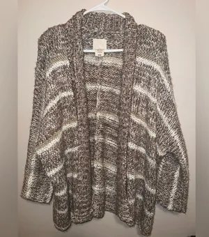 Billabong Designers Closet Open Cardigan Size Medium‎ Tan Cream Metallic Knit thumbnail 1