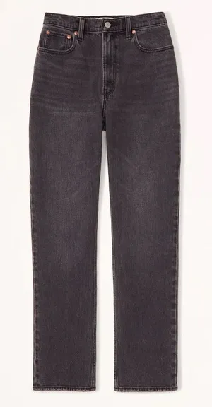Abercrombie & Fitch The ‘90s Straight Ultra High Rise Black Jeans, 28/6 Short thumbnail 1