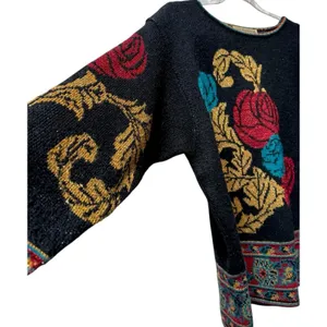 Anne Pinkerton Vintage Boho Floral Tapestry‎ Knit Sweater Art-to-Wear Treasure thumbnail 2