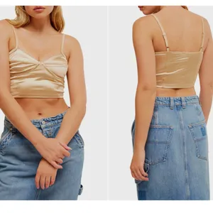 NWT Free People Casino Royal Underwire Satin Bra Top X-Large, LATTE CASINO thumbnail 6